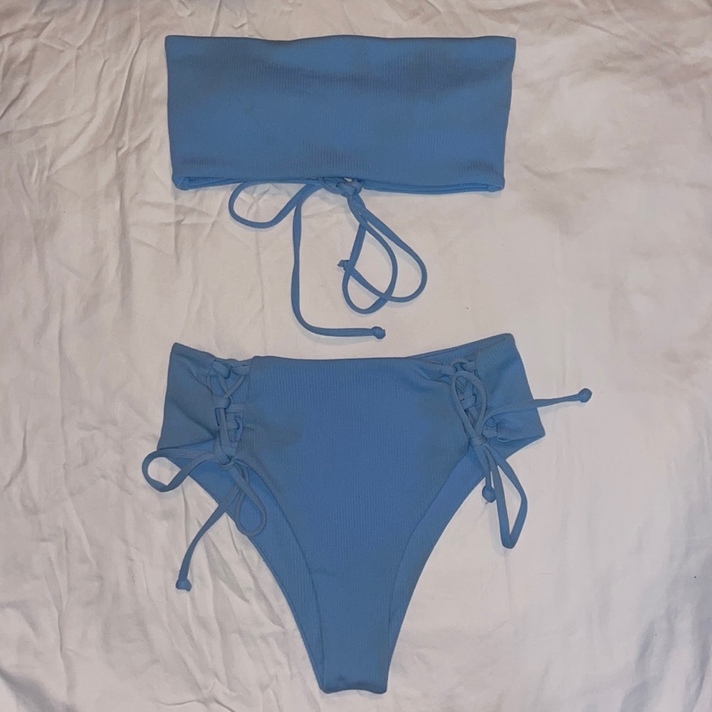 Strapless High Waisted Bikinis Set
